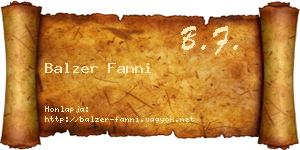 Balzer Fanni névjegykártya